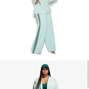 Adidas Green Wide Leg Pants Chic and Comfortable